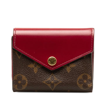 LOUIS VUITTON Monogram Portefeuille Zoe Bi-fold Wallet M62932 Fuchsia Brown PVC Leather Women's