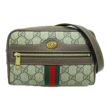 GUCCI Shoulder Bag Beige Dark brown PVC coated canvas 517350