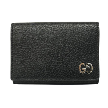 GUCCI Business Card Holder 473923 2778 Leather Black Men's