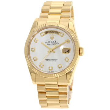 ROLEX 118238NG Day Date 10P Diamond Watch K18 Yellow Gold K18YG Men's