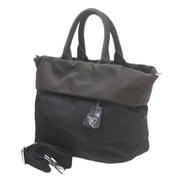 PRADA 2way handbag tote bag nylon black/brown BN1959 shoulder strap