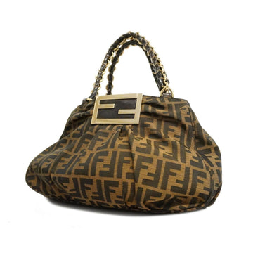 FENDI handbag Zucca nylon canvas brown champagne ladies