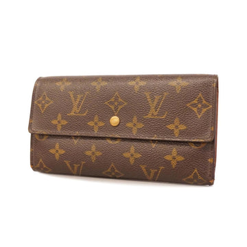 LOUIS VUITTON Tri-fold Long Wallet Monogram Porte Tresor International M61217 Brown Men's Women's