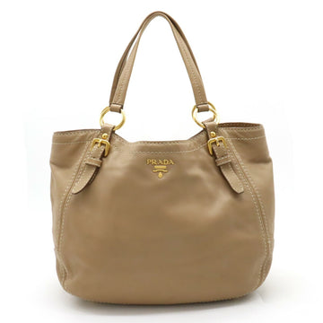 PRADA Tote Bag Shoulder Leather Beige BR4691