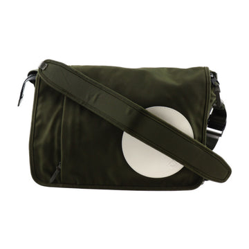 DUNHILL RADIAL Shoulder Bag Nylon Leather Khaki Green White Black Hardware