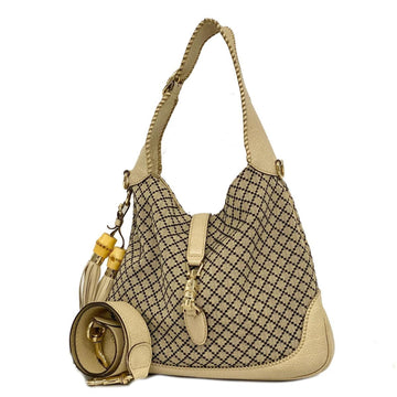 GUCCI Handbag Diamante New Jackie 246907 Canvas Leather Beige Champagne Ladies