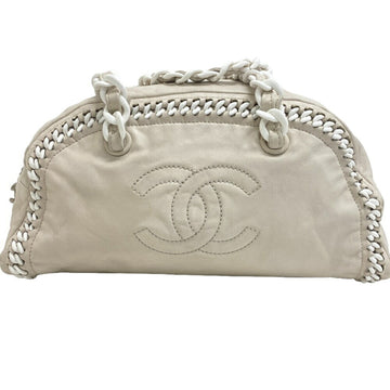 CHANEL Chain Handbag Coco Mark Luxury Line White Women's