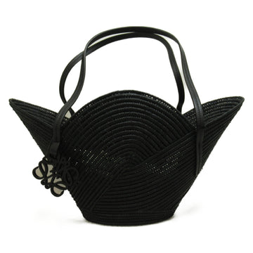 LOEWE petal basket bag handbag Black Calfskin [cowhide] Raffia A223L52X021100