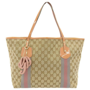 GUCCI Interlocking G Tote Bag GG Canvas Patent Beige 211970 213048