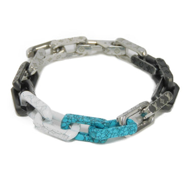 LOUIS VUITTON Bracelet Monogram Chain Silver Black White Turquoise Stone-like Multicolor M1042L Men's