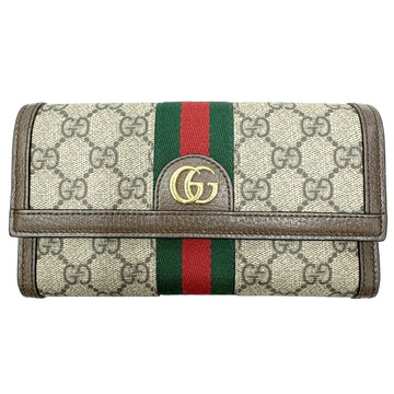 GUCCI Ophidia GG Continental Wallet Long 523153 Men's Women's PVC Leather Sherry Line