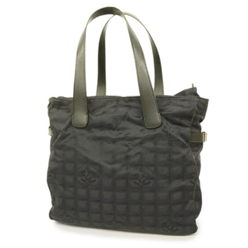 CHANEL Tote Bag New Travel Leather Nylon Black Champagne Women's
