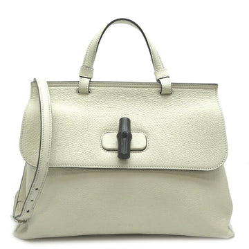 GUCCI Bamboo Daily Women's Handbag 392013 Leather White
