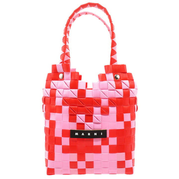 MARNI Diamond Basket Bag Polypropylene Red Pink Handbag 0089