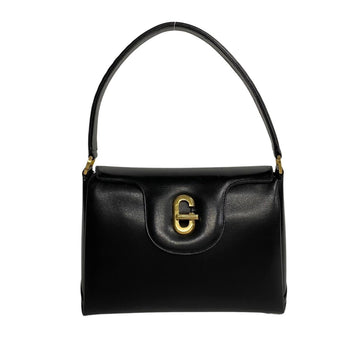 GUCCI Old  G Hardware Calf Leather Handbag Tote Bag Black 92228