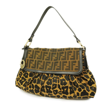 FENDI Shoulder Bag Zucca Nylon Canvas Brown Ladies