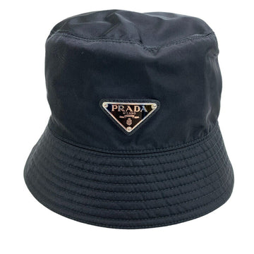 PRADA Re Nylon M Triangle Plate Hat Black Unisex