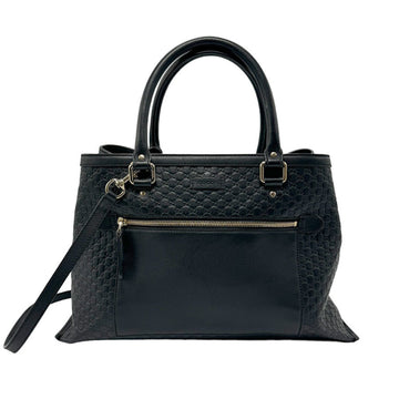 GUCCI Shoulder Bag Handbag Micro ssima Leather Black Women's 510291 z1299