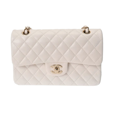 CHANEL Matelasse Chain Shoulder 23cm White A01113 Ladies Caviar Skin Bag