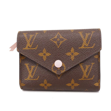 LOUIS VUITTON Trifold Wallet Monogram Portefeuille Victorine M62360 Brown Rose Valerine Women's