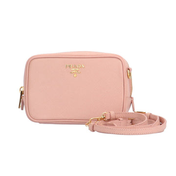 PRADA Pochette Saffiano Shoulder Bag Leather 1N1674 Pink Women's