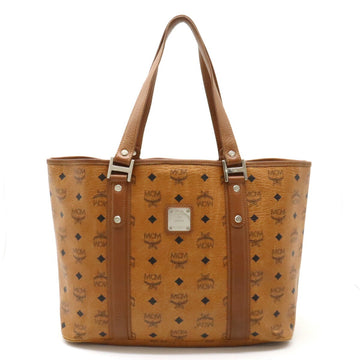 MCM Glam Tote Bag Shoulder PVC Leather Cognac Brown