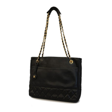 CHANEL Shoulder Bag Matelasse Chain Lambskin Black Women's