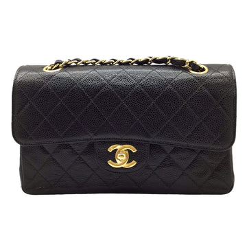 CHANEL Matelasse W Chain Shoulder A05513 A01113 Double Flap Bag Caviar Skin Black G Hardware Handbag Ladies