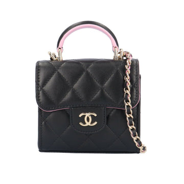 CHANEL Matelasse Coco Mark Shoulder Bag Lambskin Black Women's  Chain