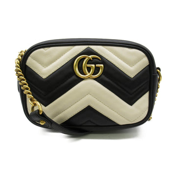 GUCCI Shoulder Bag Black White leather 448065