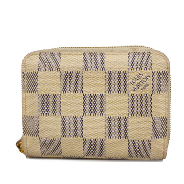 LOUIS VUITTON Wallet/Coin Case Damier Azur Zippy Coin Purse N63069 White Men's Women's