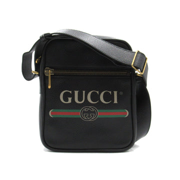 GUCCI printed shoulder bag Black leather 523591