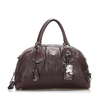 PRADA handbag BL0273 brown leather women's