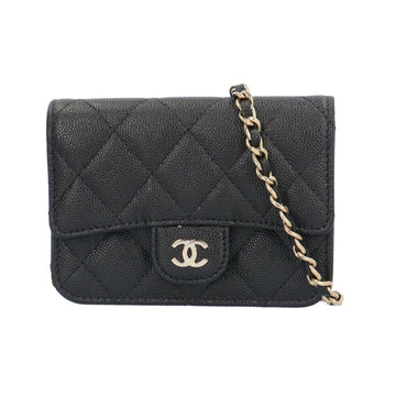 CHANEL Matelasse Coco Mark Shoulder Bag Caviar Skin Black Women's  Chain