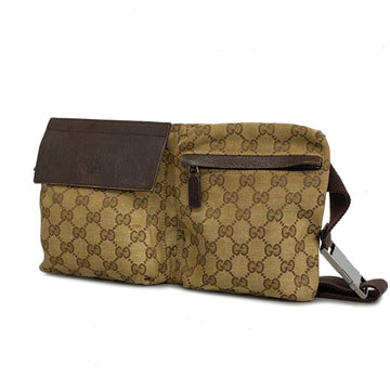 GUCCI Waist Bag GG Canvas 28566 Brown Men's Women's