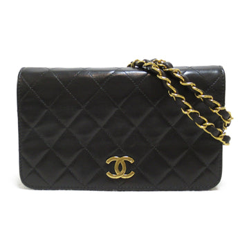 CHANEL Pushlock Mini Matelasse ChainShoulder Bag Black Lambskin [sheep leather]