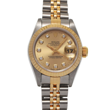 ROLEX Datejust 10P Diamond 69173G Ladies YG SS Watch Automatic Gold Dial