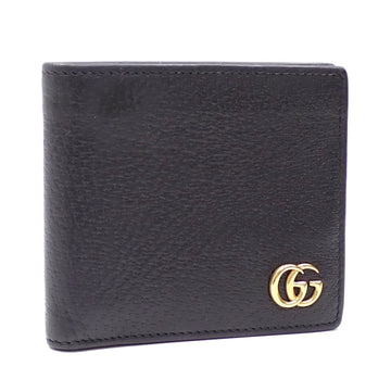 GUCCI Bifold Wallet GG Marmont Leather Coin Men's Black 428725 A6046783