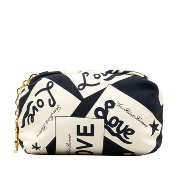 SAINT LAURENTYSL LOVE Pouch Blue White Canvas Women's