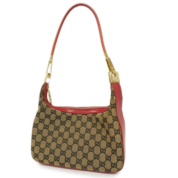 GUCCI Shoulder Bag GG Canvas 001 3812 Leather Beige Red Ladies