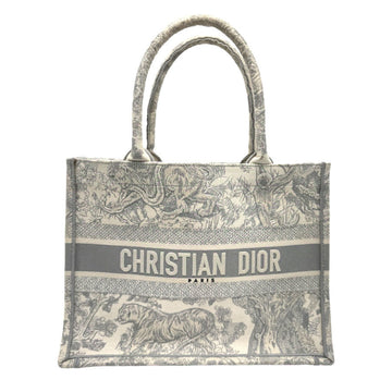 CHRISTIAN DIOR Handbag Toile de Jouy Book Tote Canvas Light Gray Off-White Women's z1263