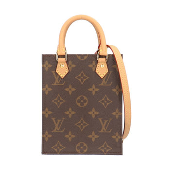 LOUIS VUITTON Petite Sac Plat Monogram Shoulder Bag Canvas M81295 Brown Women's  2way