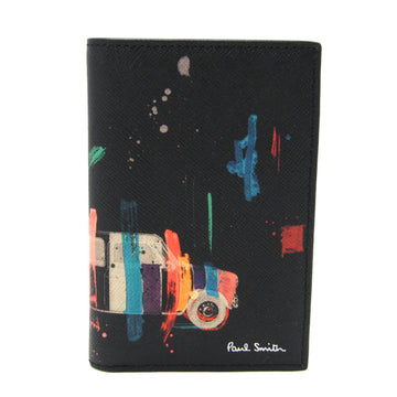 PAUL SMITH PRINTED M1A-4774 Leather Card Case Black,Multi-color