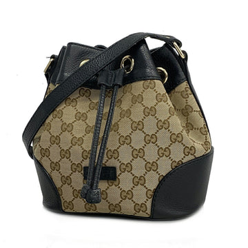 GUCCI Shoulder Bag GG Canvas 388704 Brown Black Champagne Women's