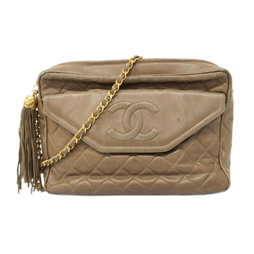 CHANEL Shoulder Bag Matelasse Chain Lambskin Brown Women's