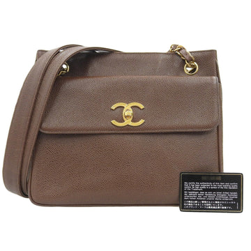 CHANEL Coco Mark Chain Shoulder Bag No. 3 Brown with sticker