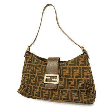 FENDI Shoulder Bag Zucca Nylon Canvas Brown Ladies