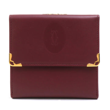 CARTIER Bi-fold Wallet Must Line Leather Bordeaux Men's Women's h30334f