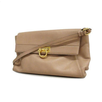 SALVATORE FERRAGAMO Shoulder Bag Gancini Leather Beige Ladies