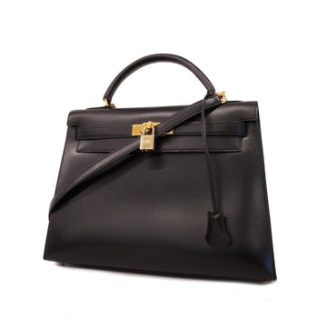 HERMES handbag Kelly 32 〇A stamp box calf black ladies